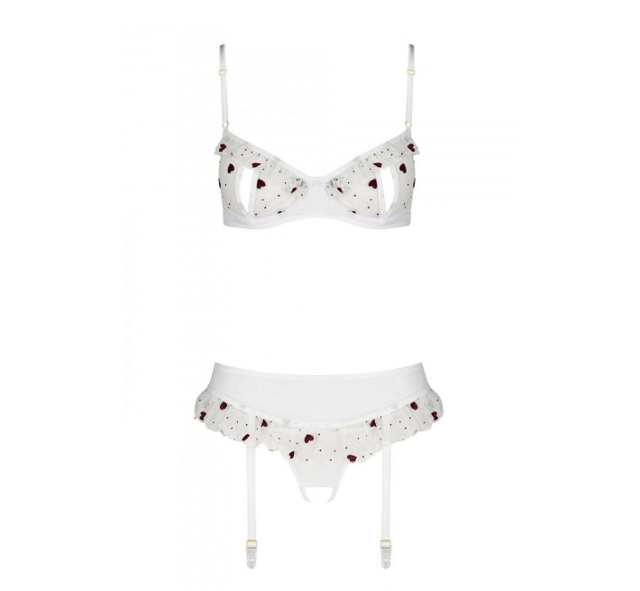 Сексуальний комплект з поясом для панчіх Passion LOVELIA SET white XXL/XXXL