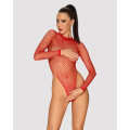 Сітчастий бодістокінг із довгим рукавом Obsessive B126 teddy червоний S/M/L