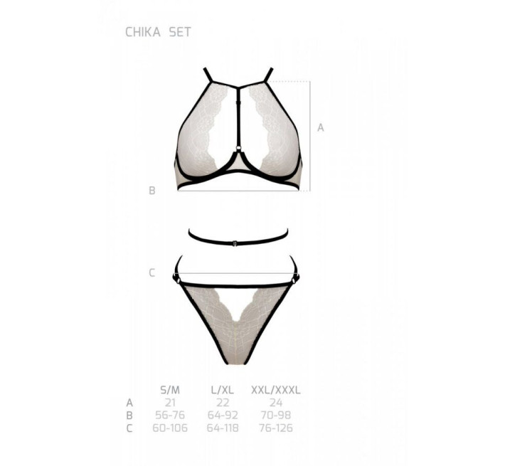 Комплект белья Passion CHIKA SET, S/M, cream, топ, трусики