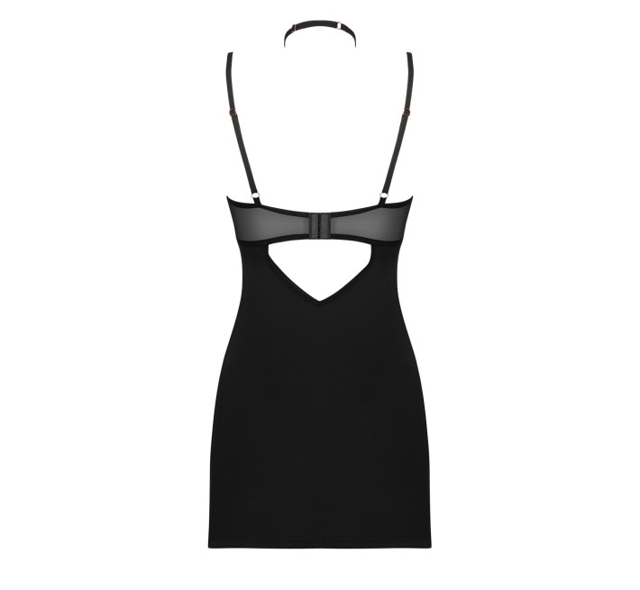 Рубашка Obsessive Selinne chemise & thong черная XS/S