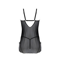 Пеньюар Passion DROSERA CHEMISE black, XXL/XXXL, кружевной лиф со стрепами, трусики в комплекте