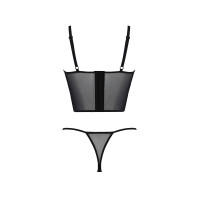 Комплект Passion KERRIA SET black, XXL/XXXL сітка+мереживо, бюстьє та стрінги