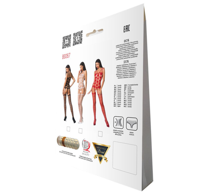 Бодістокінг Passion BS067 red, комбінезон, імітація панчох і топа на бретелях