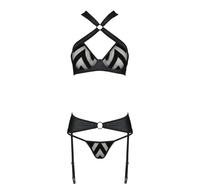 Сітчастий набір з візерунком Passion Hima Set black L/XL