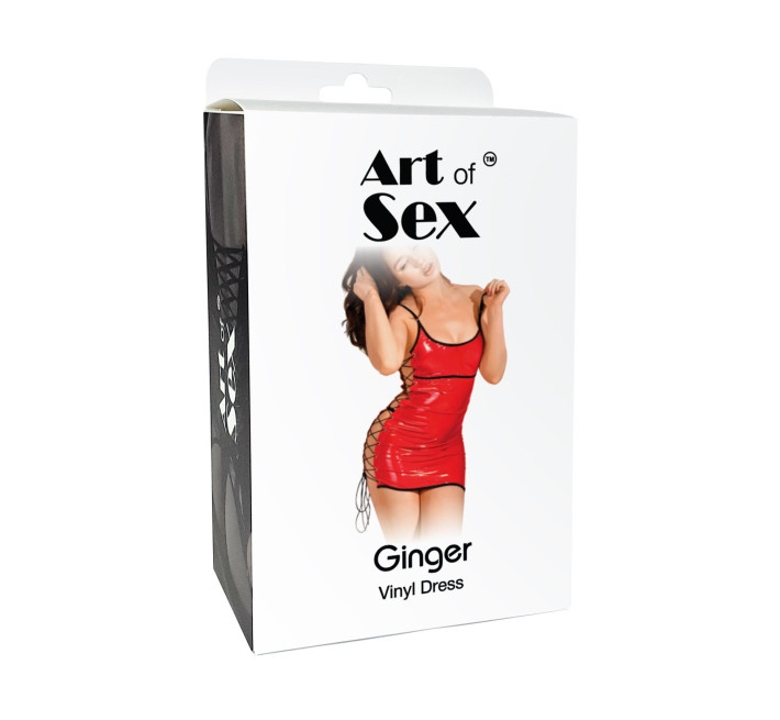 Сексуальное лакированное платье на шнуровке Art of Sex - Ginger черное XS-M