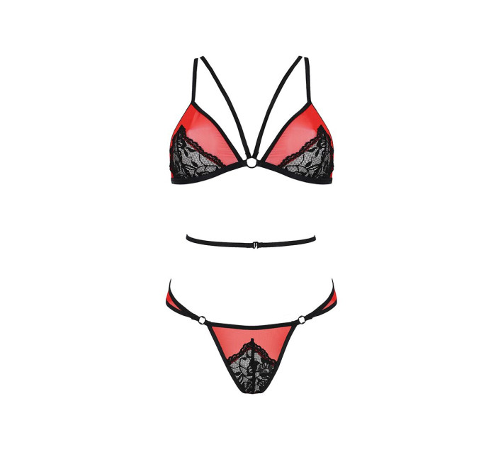 Комплект білизни Passion PEONIA SET red S/M