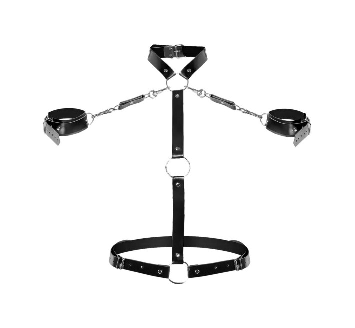 Женская портупея с наручниками Art of Sex - Ursula черная XS-2XL, экокожа