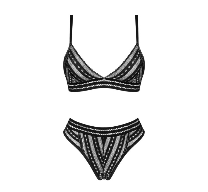 Комплект білизни Obsessive Natilya 2-pcs set бюстгальтер, трусики, black XS/S