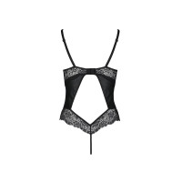 Боді з еко-шкіри та мережива Passion Loona Body black S/M