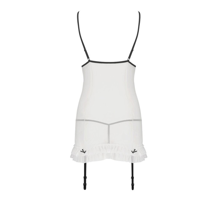 Сорочка прозора з пажами Passion ORIHIME CHEMISE white S/M