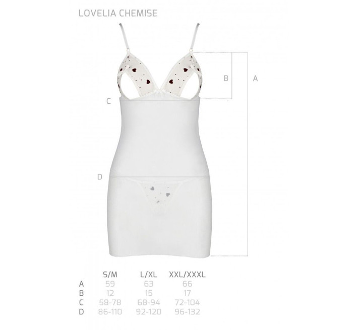 Сорочка з вирізами на грудях + стрінги Passion LOVELIA CHEMISE white L/XL