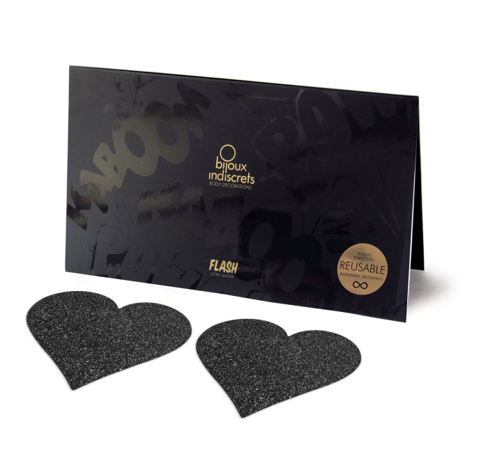 Украшение на соски Bijoux Indiscrets Flash Heart Черные