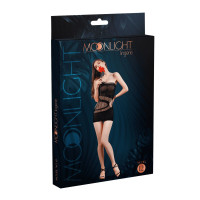 Мини платье на одно плечо Moonlight Model 12 Black XS-L, вертикальная бахрома