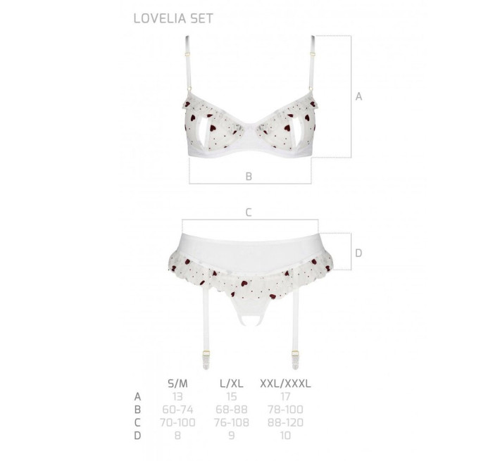 Сексуальний комплект з поясом для панчіх Passion LOVELIA SET white XXL/XXXL