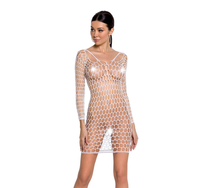 Бодистокинг-платье с глубоким воротником Passion BS093 white