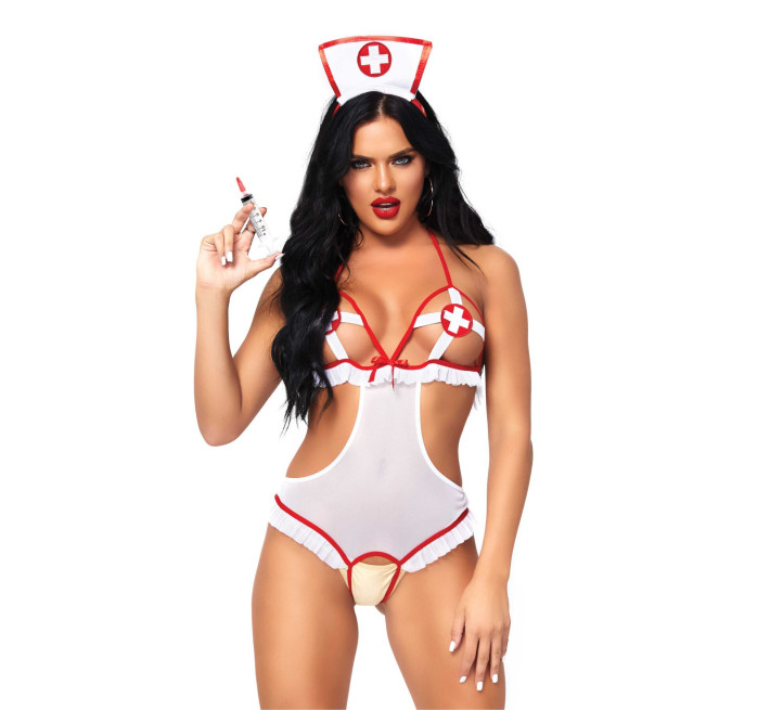 Костюм медсестры Leg Avenue Naughty Nurse one size, боди и шапочка