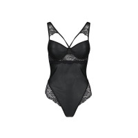 Боди из эко-кожи и кружева Passion Loona Body black XXL/XXXL