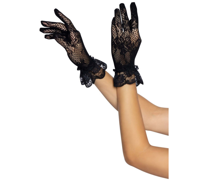 Короткие перчатки Leg Avenue Floral lace wristlength gloves Black