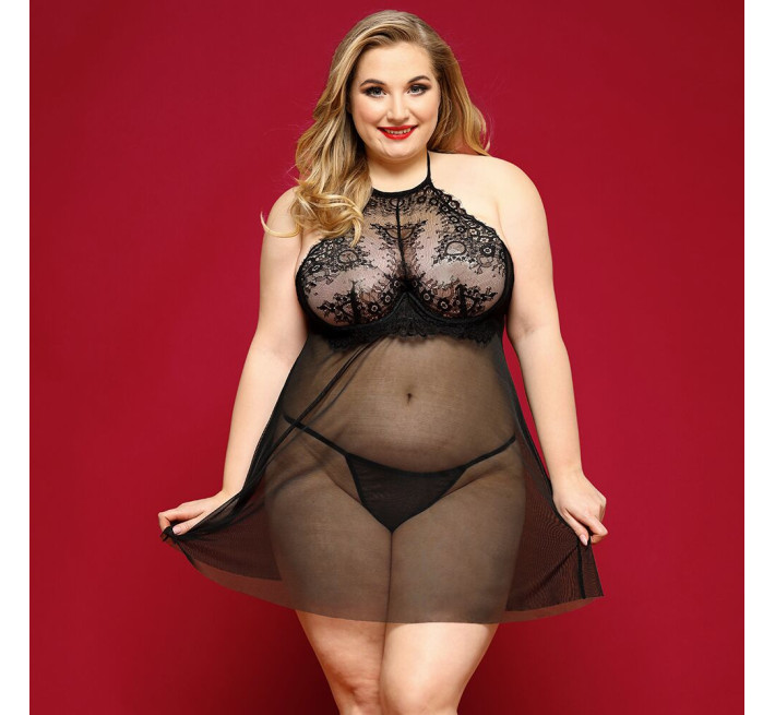 Платье JSY P91157 Черное Plus Size
