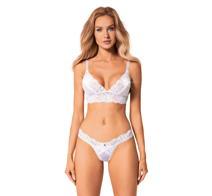 Еротичний комплект Obsessive Heavenlly 2-pcs set бюстгальтер і танга білий M/L