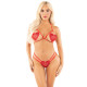 Комплект Leg Avenue Open Cup Bra and Pearl String One Size, Red