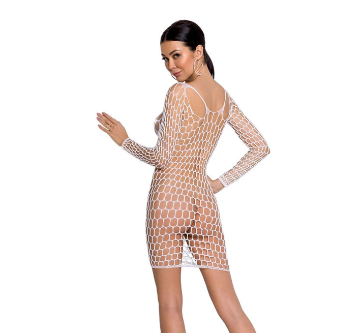 Бодистокинг-платье с глубоким воротником Passion BS093 white