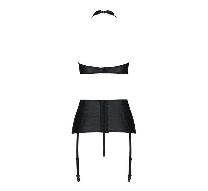 Комплект из эко-кожи с имитацией шнуровки Passion Nancy Set black L/XL