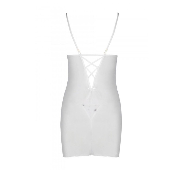 Сорочка з вирізами на грудях + стрінги Passion LOVELIA CHEMISE white S/M