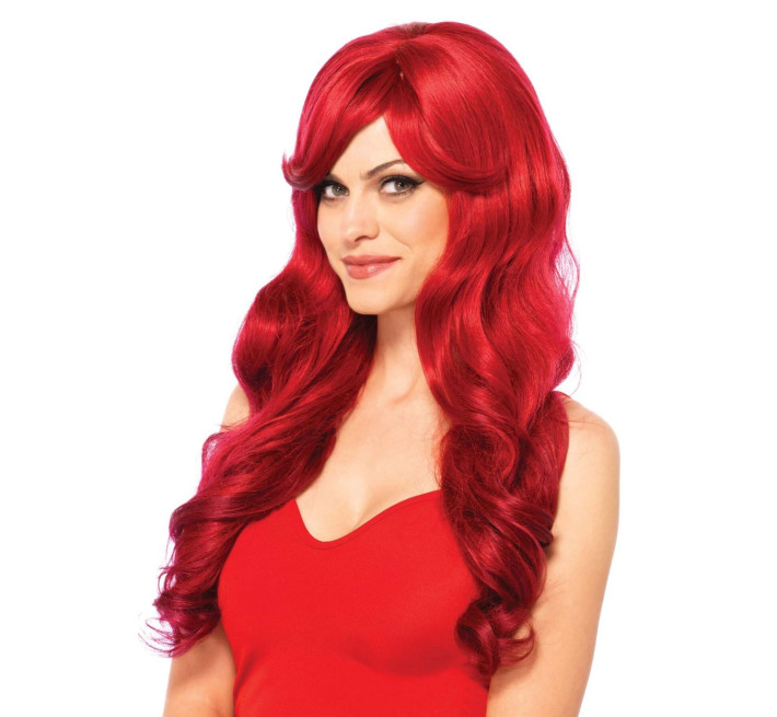 Хвиляста перука з косим чубчиком Leg Avenue Long Wavy Wig 68 см, червона