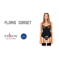 Корсет з пажами Passion FLORIS CORSET black S/M
