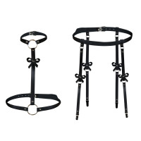 Шкіряний набір з портупеї та гартерів Art of Sex - Venecia, розмір XS-2XL, колір Чорний Шкіряний набір з портупеї та гартерів Art of Sex - Venecia, розмір XS-2XL, колір Чорний