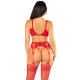 Комплект Leg Avenue Bra Top, String and Garter Belt Stockings One Size, Red