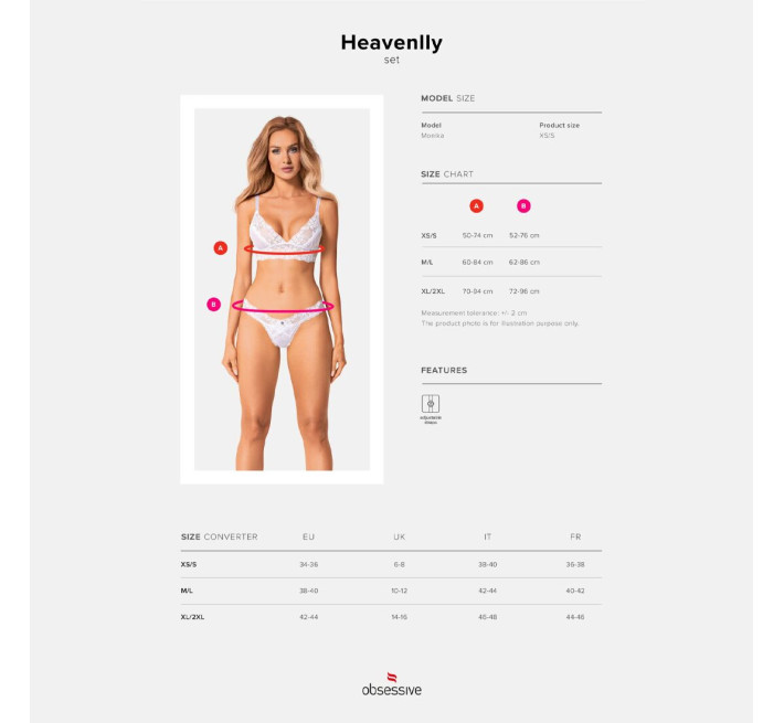 Еротичний комплект Obsessive Heavenlly 2-pcs set бюстгальтер і танга білий M/L