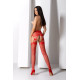 Еротичні колготки-бодістокінг з ажурним поясом Passion S027 One Size, red, відкритий доступ