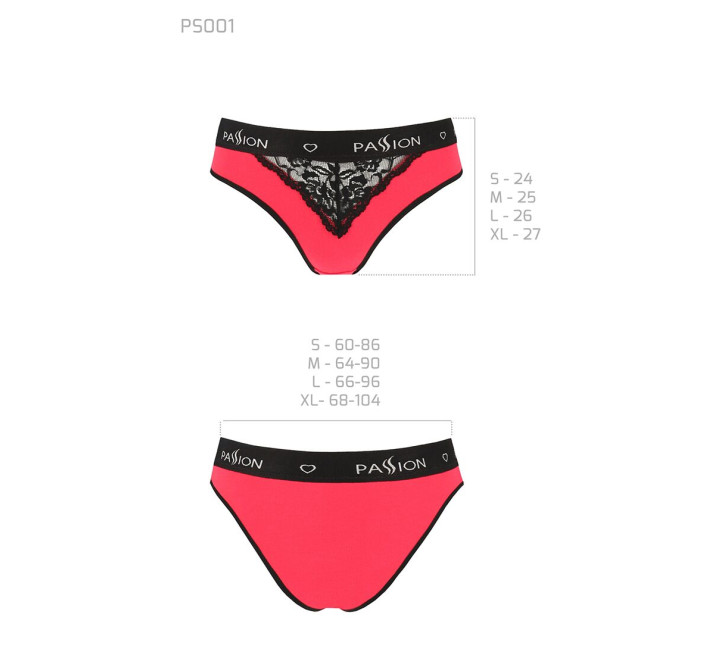 Трусики с широкой резинкой и кружевом Passion PS001 PANTIES M, red-black