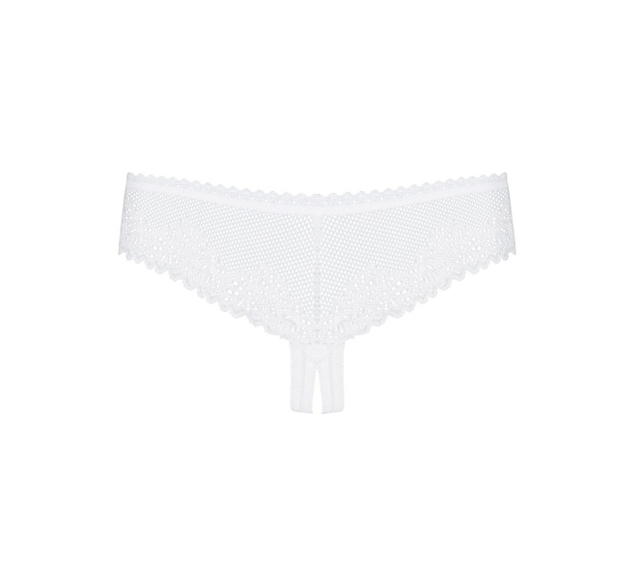 Кружевные трусики с доступом Obsessive Alabastra белые L/XL