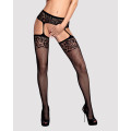 Сетчатые чулки-стокинги с имитацией гартеров Obsessive Garter stockings черные S500S/M/L