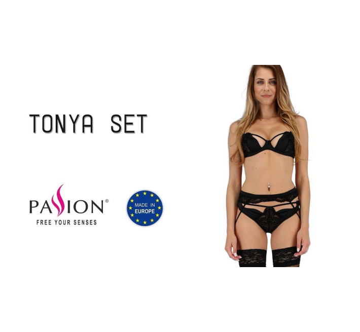Комплект білизни Passion TONYA SET Чорний S/M