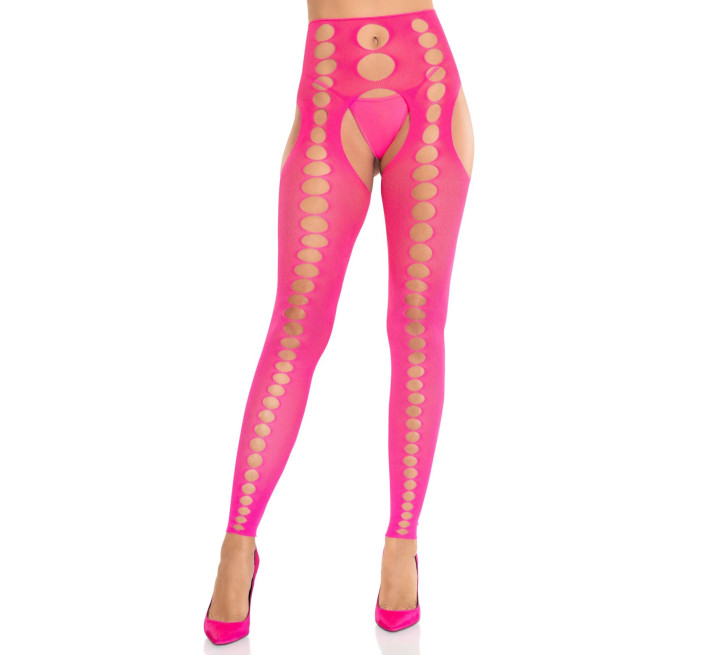 Колготки Leg Avenue Seamless Opaque Footless Suspender Hose One Size Neon Pink