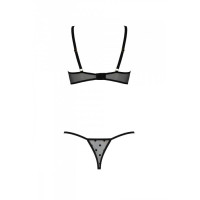Еротичний комплект Passion MARINA SET WITH OPEN BRA, L/XL, black, відкриті чашки
