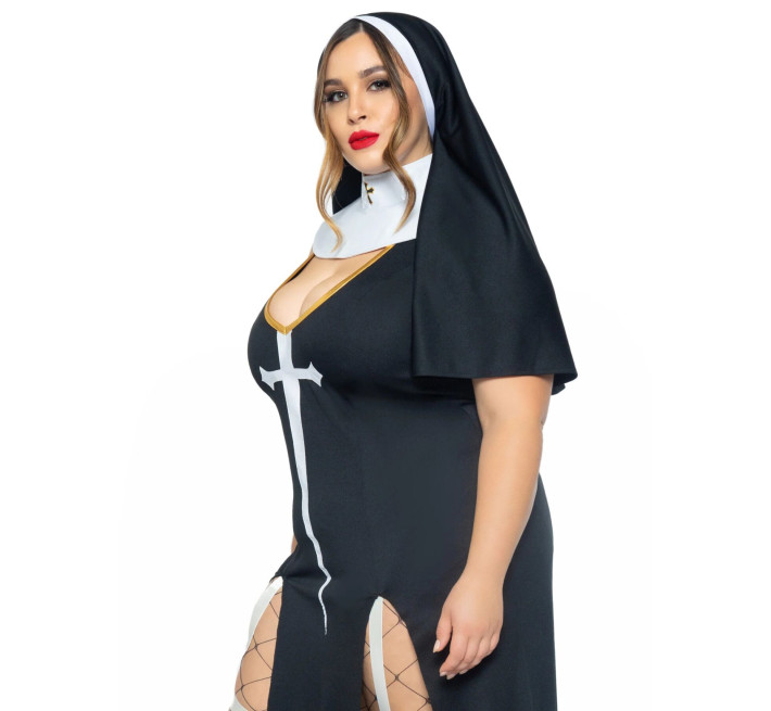 Костюм монашки-грешницы Leg Avenue Sultry Sinner 1X-2X, платье, головной убор, воротник