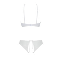 Комплект: бра, трусики з ажурним декором та відкритим кроком Passion Ursula Set white XXL/XXXL