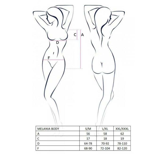 Боди Passion MELANIA BODY Черный XXL/XXXL