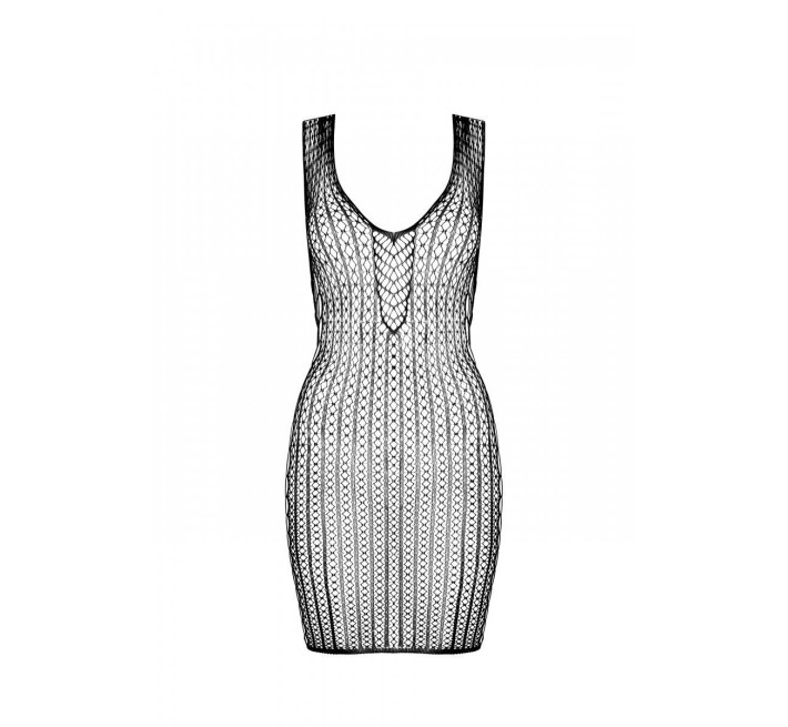 Мини-платье с вертикальным узором Passion BS097 One Size, white, плетение по бокам