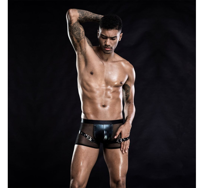Чоловічі еротичні сітчасті труси з ременями JSY Чорні S/M