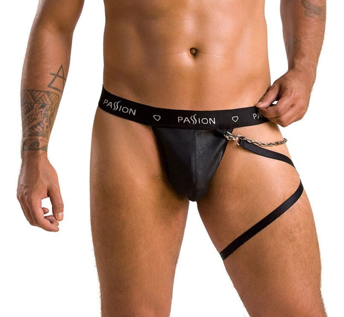 Мужские трусики танга с подвязкой Passion 058 Thong Bill Black L/XL