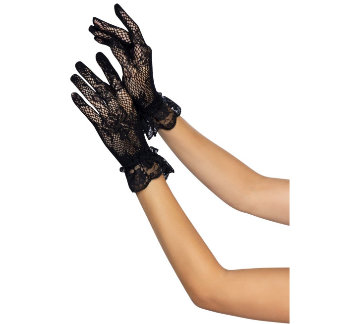 Короткие перчатки Leg Avenue Floral lace wristlength gloves Black