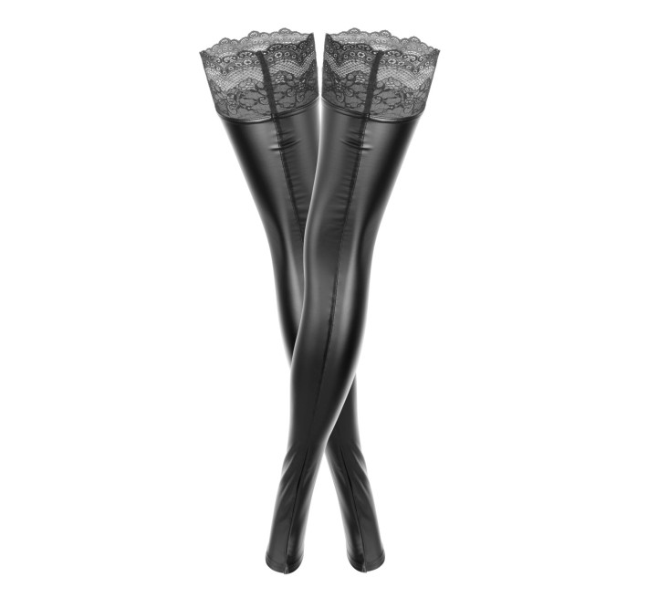 Чулки с мокрым эффектом Noir Handmade F135 Powerwetlook stockings, 3XL, без мысков