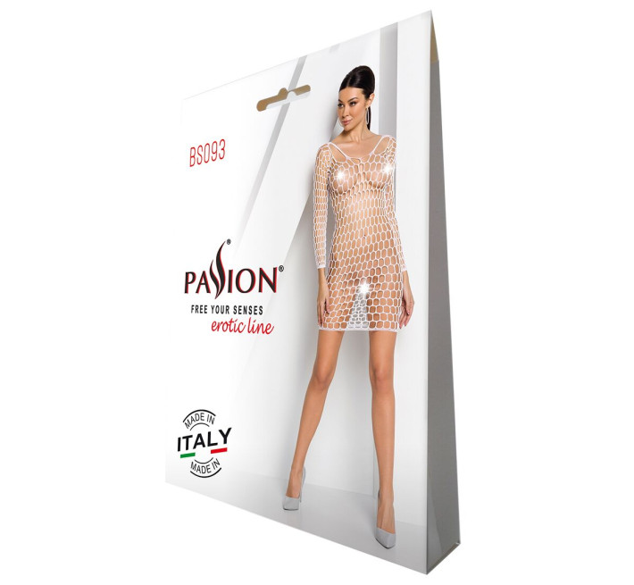 Бодистокинг-платье с глубоким воротником Passion BS093 white