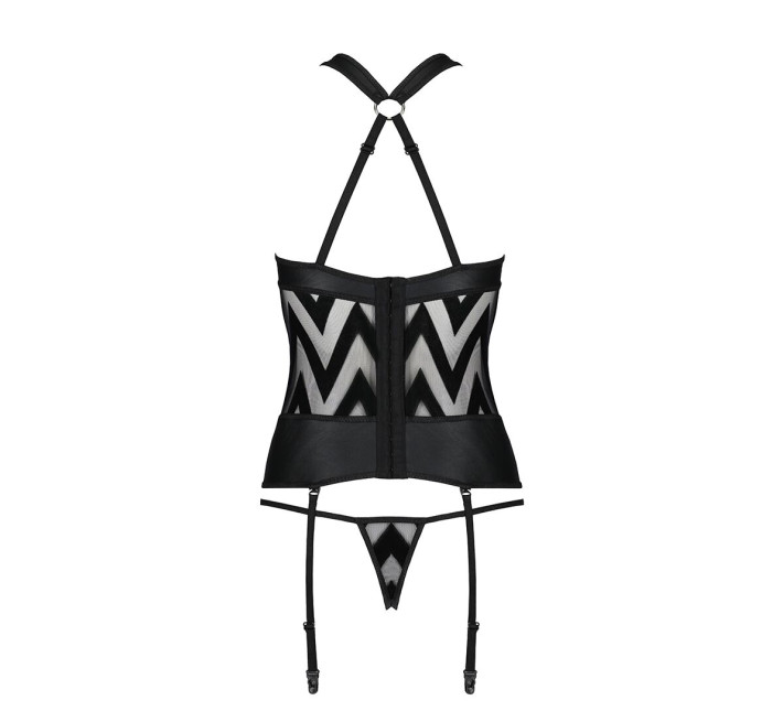 Сітчастий комплект із візерунком Passion Hima Corset black XXL/XXXL